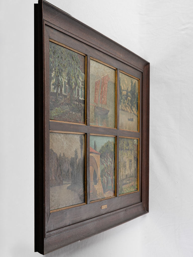 Classic rural hexaptych panel painting