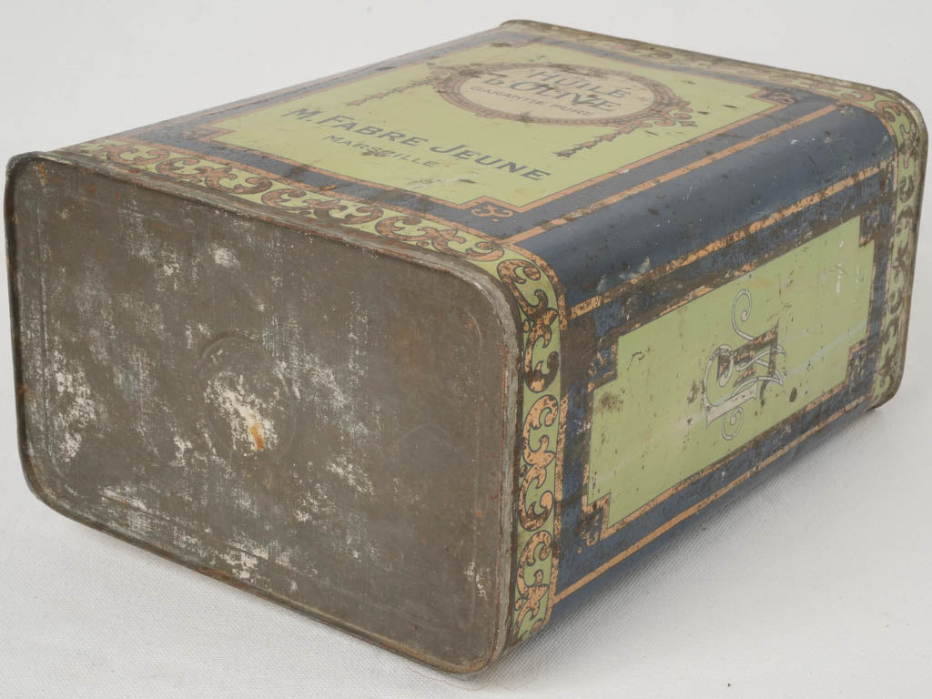 Charming scrollwork French storage tin