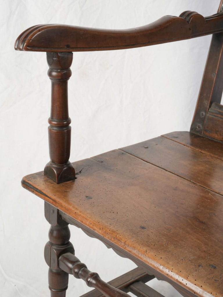 Baluster-turned walnut rustic chair