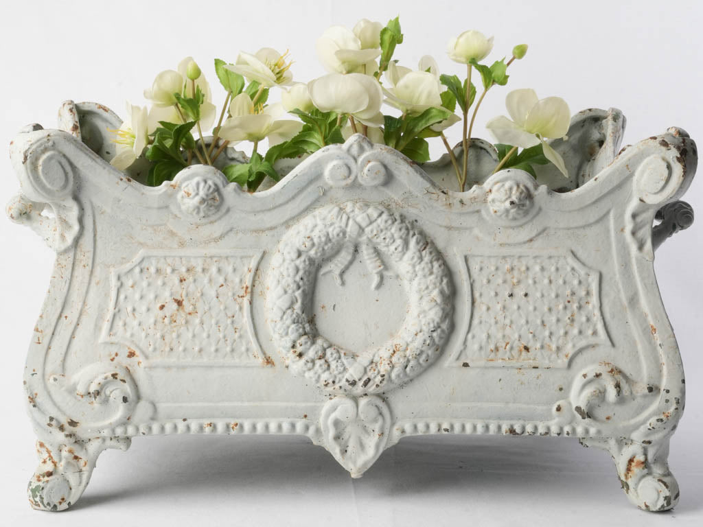 Pair of Cast Iron Jardinières in Soft White Paint c.1900 - 20¾"