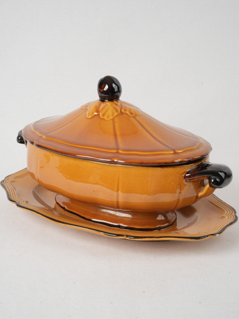 Aged French ocher vintage tureen