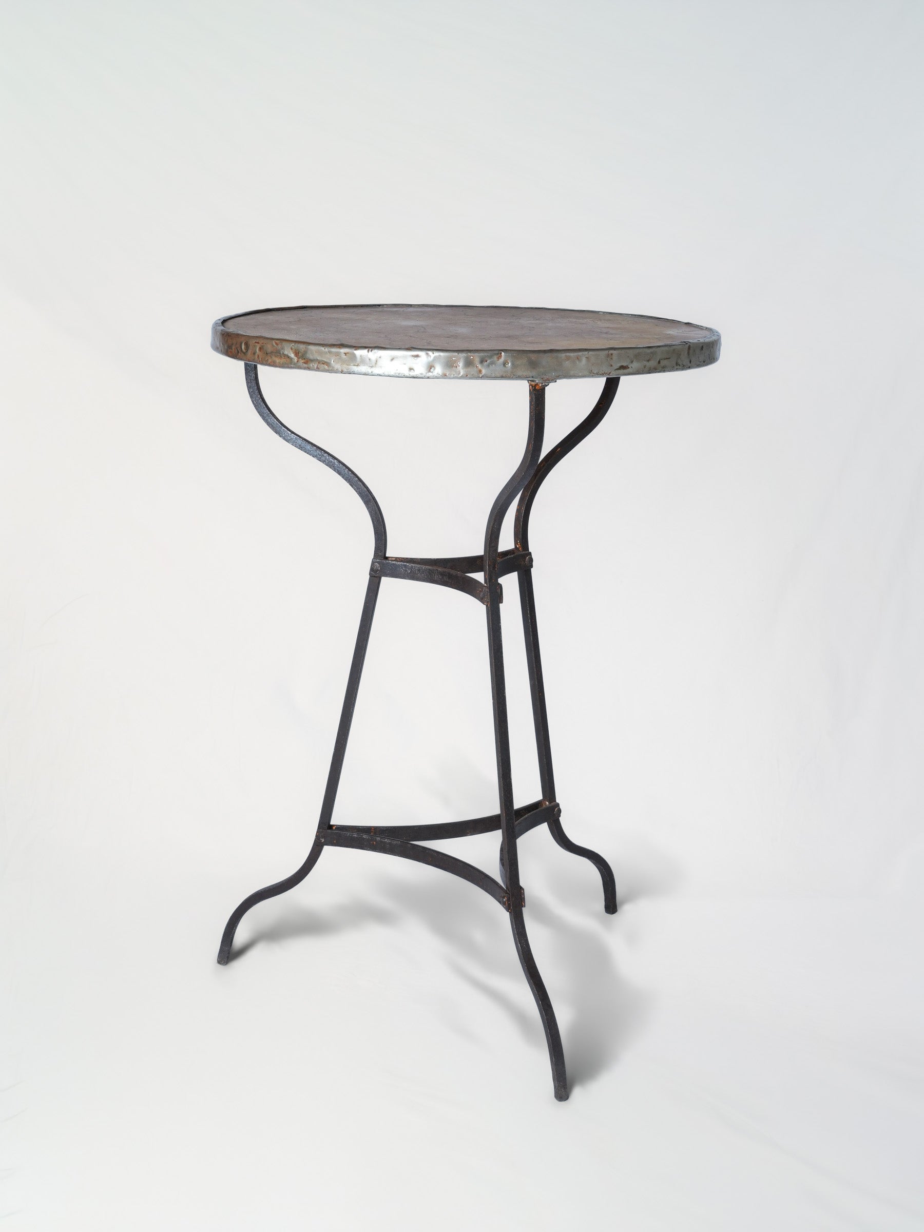 Early- to Mid-20th-Century French Bistro Side Table w/ Pink Marble Top - 28¾" x 21¼"