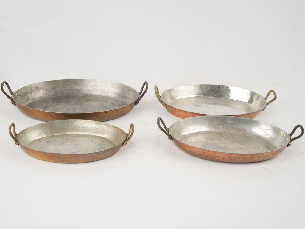 Aged oval copper gratin ware