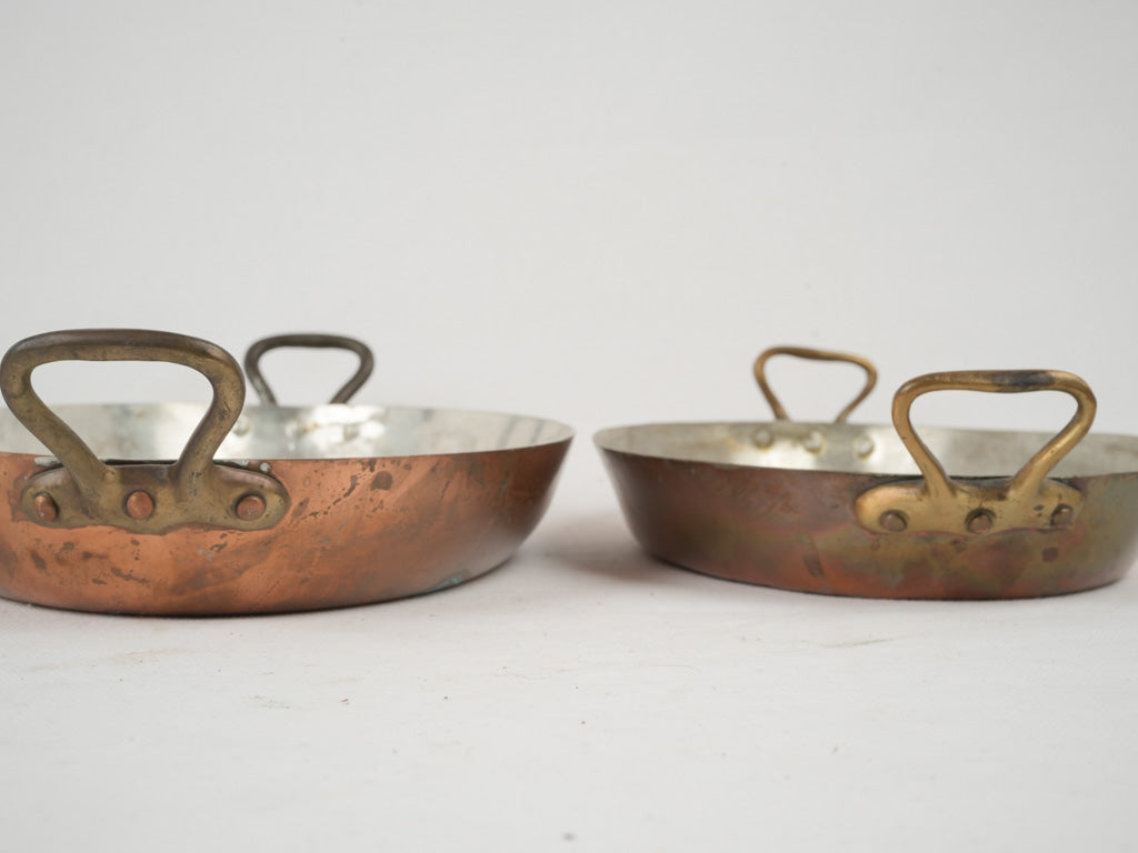 Rustic polished oval copper cookware