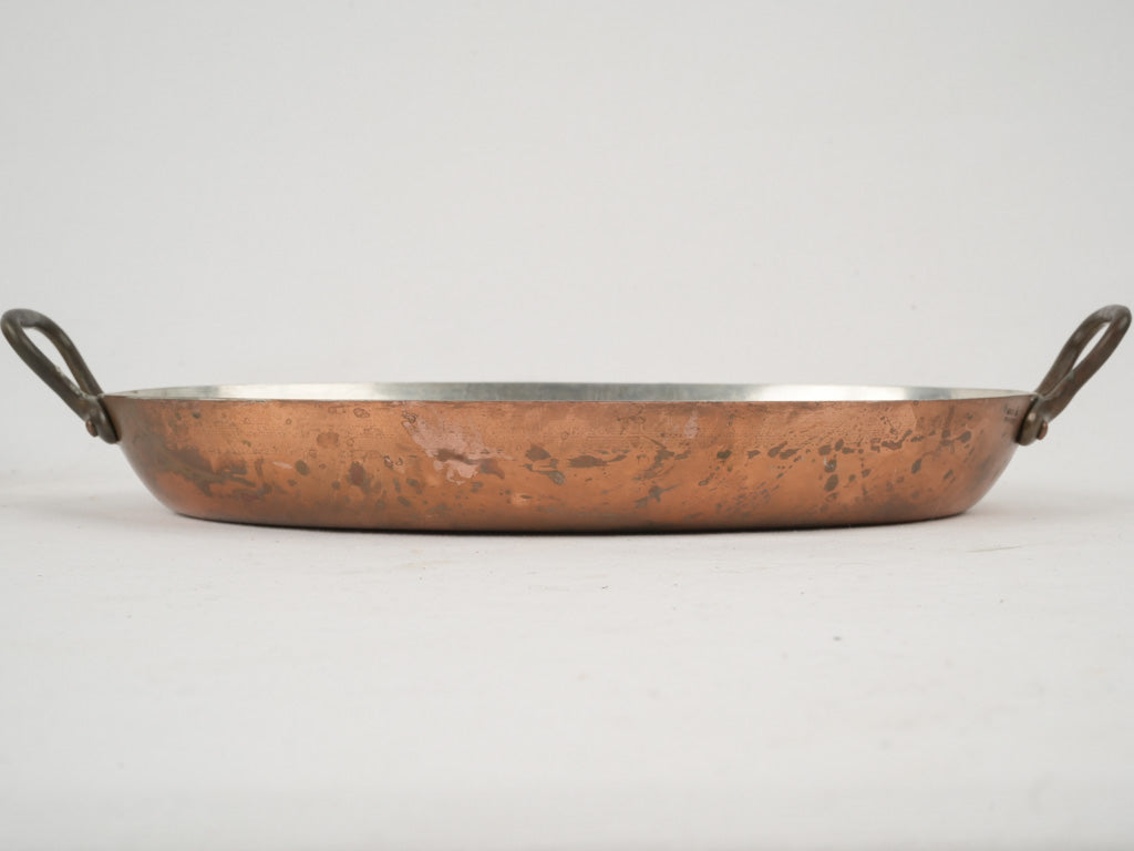Antique Provençal oval brass cookware