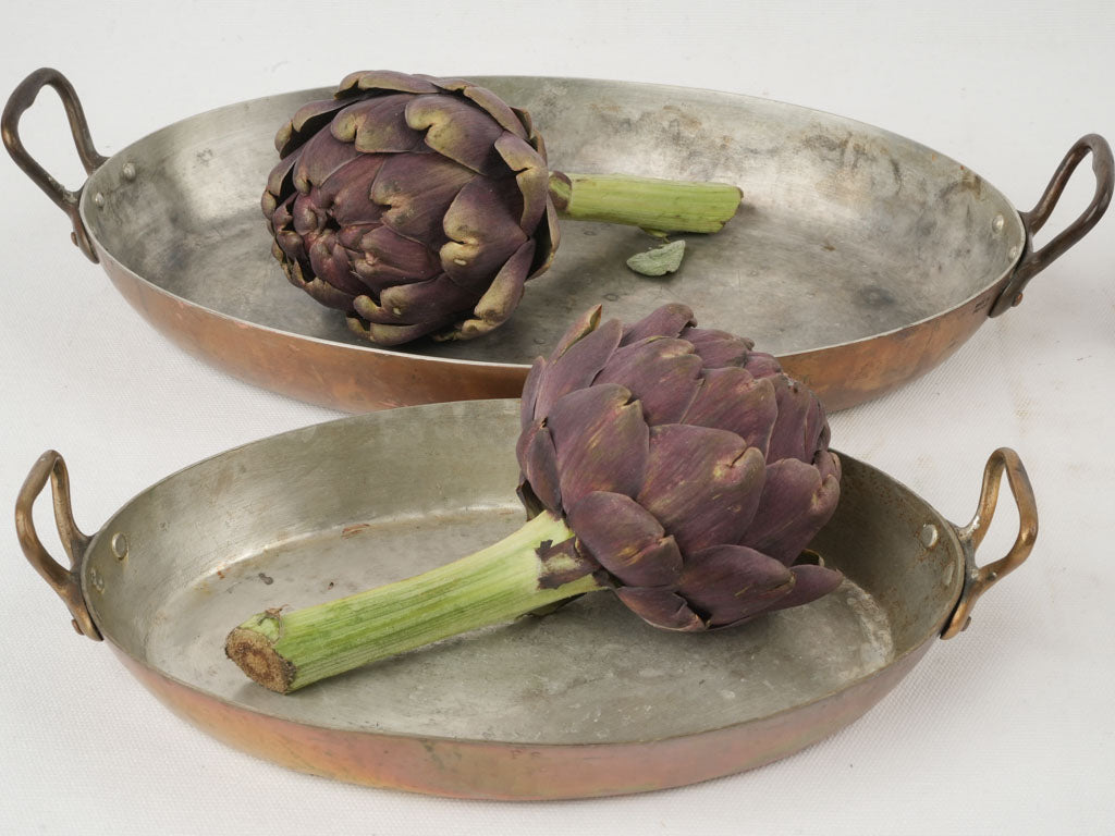 Vintage rustic Provencal brass gratinware