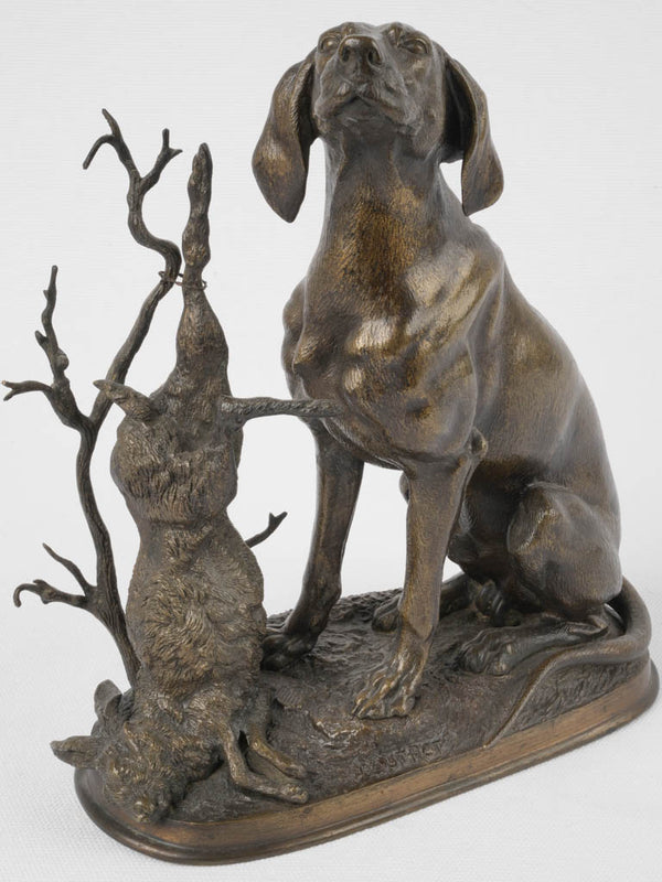 Antique French bronze hunting dog