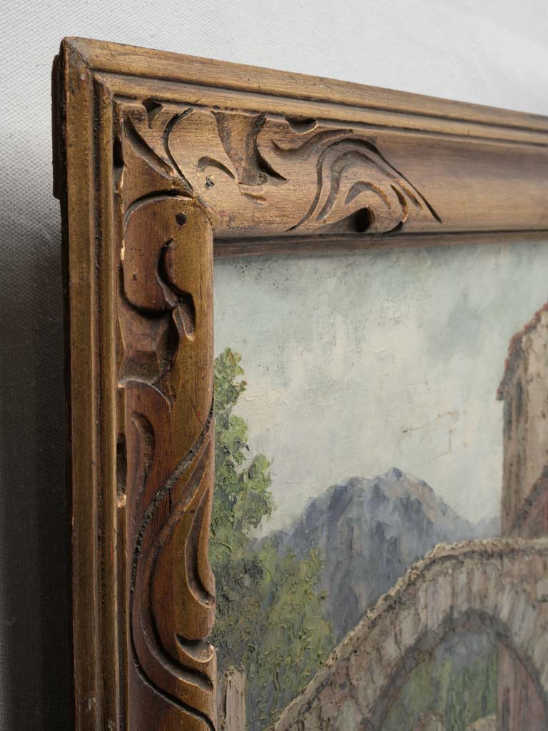 Atmospheric stone bridge art