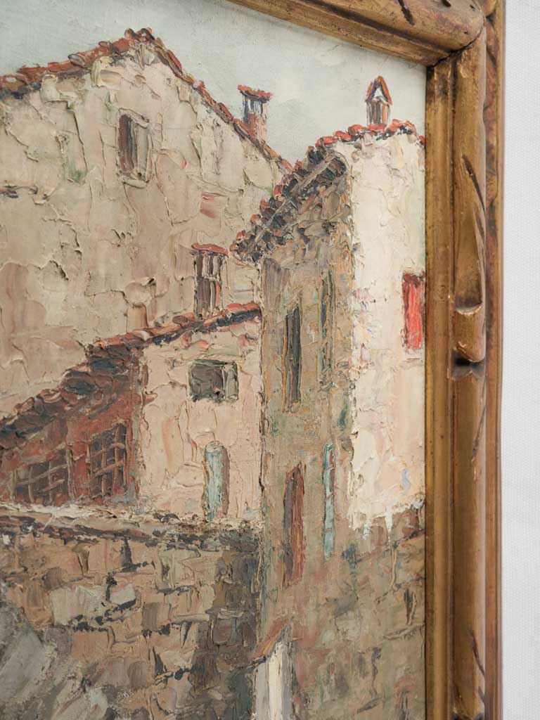 Earthy-toned river scene painting