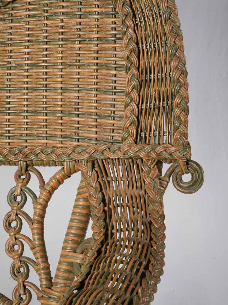Patina-finished wicker chair