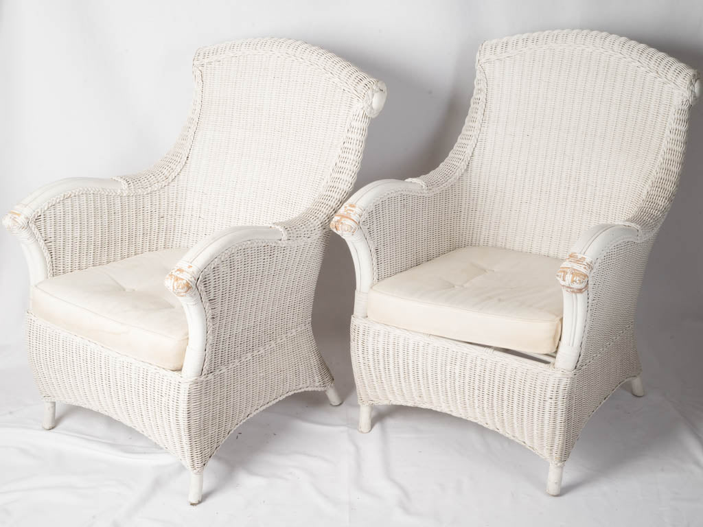 Weathered white finish armchairs
