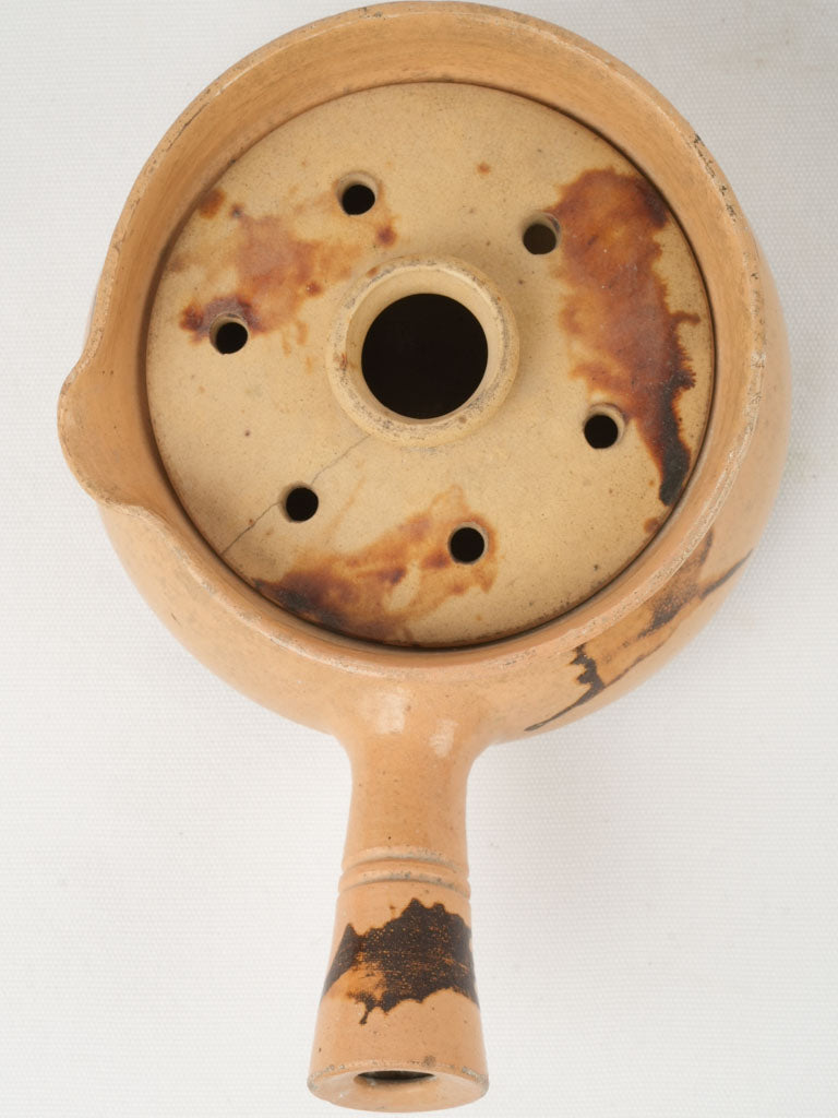 Antique French terracotta milk guard with lid