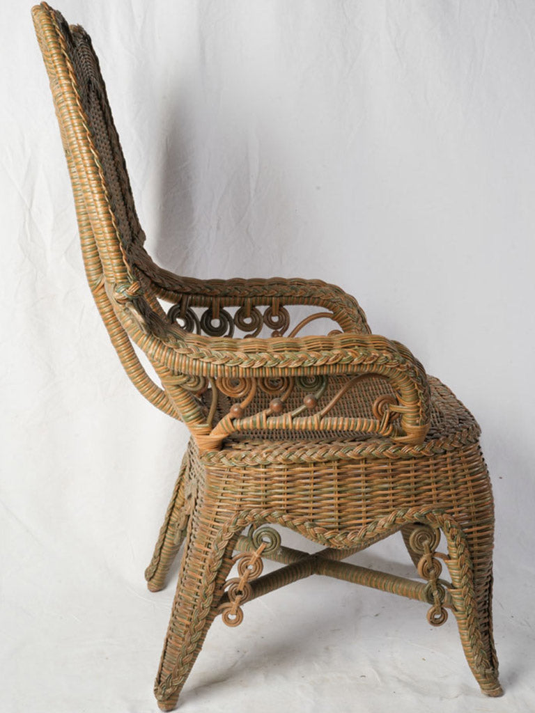Decorative English wicker armchair