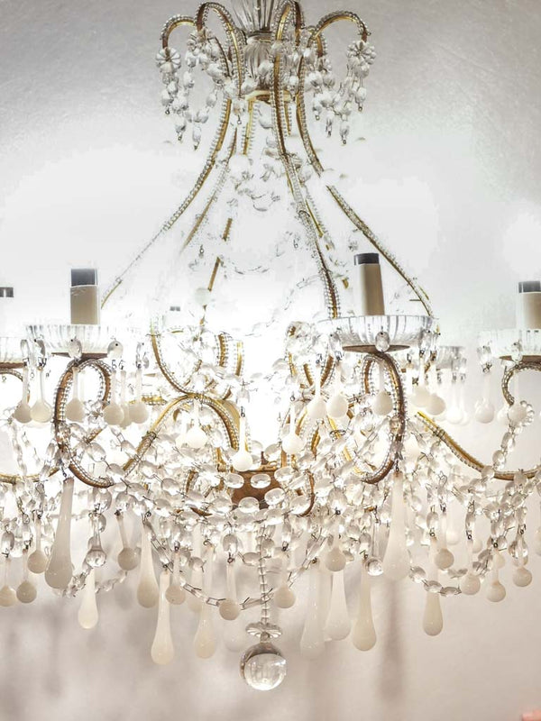 Elegant vintage opaline beaded chandelier