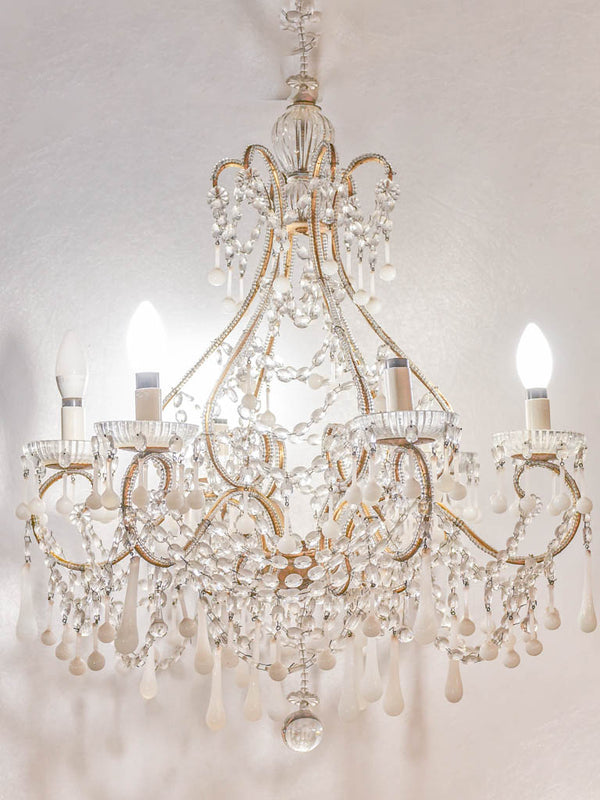 Opulent Italian crystal teardrop chandelier