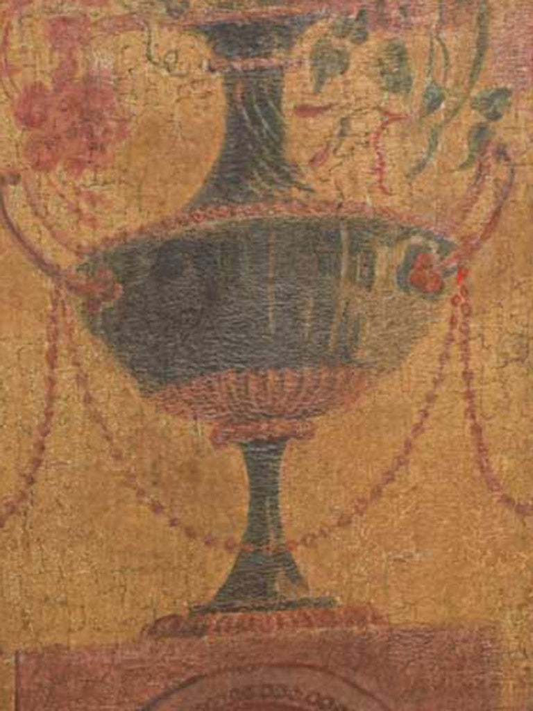 Antique French Three-Panel Painted Canvas Folding Screen - 69" x 69¾"