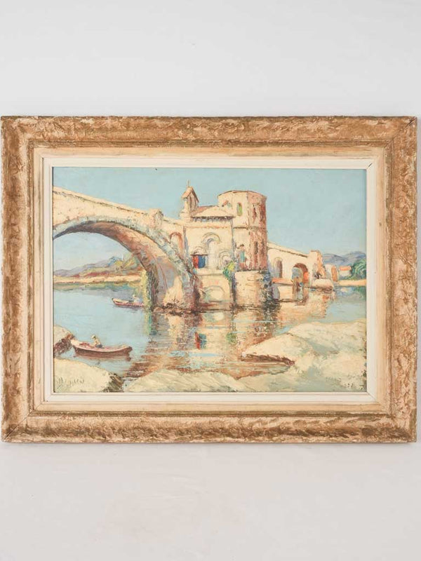 Antique French Pont d'Avignon painting