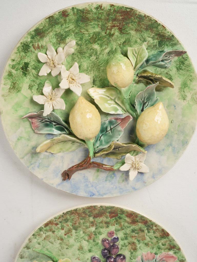 Sculptural decorative ceramic fruit plates