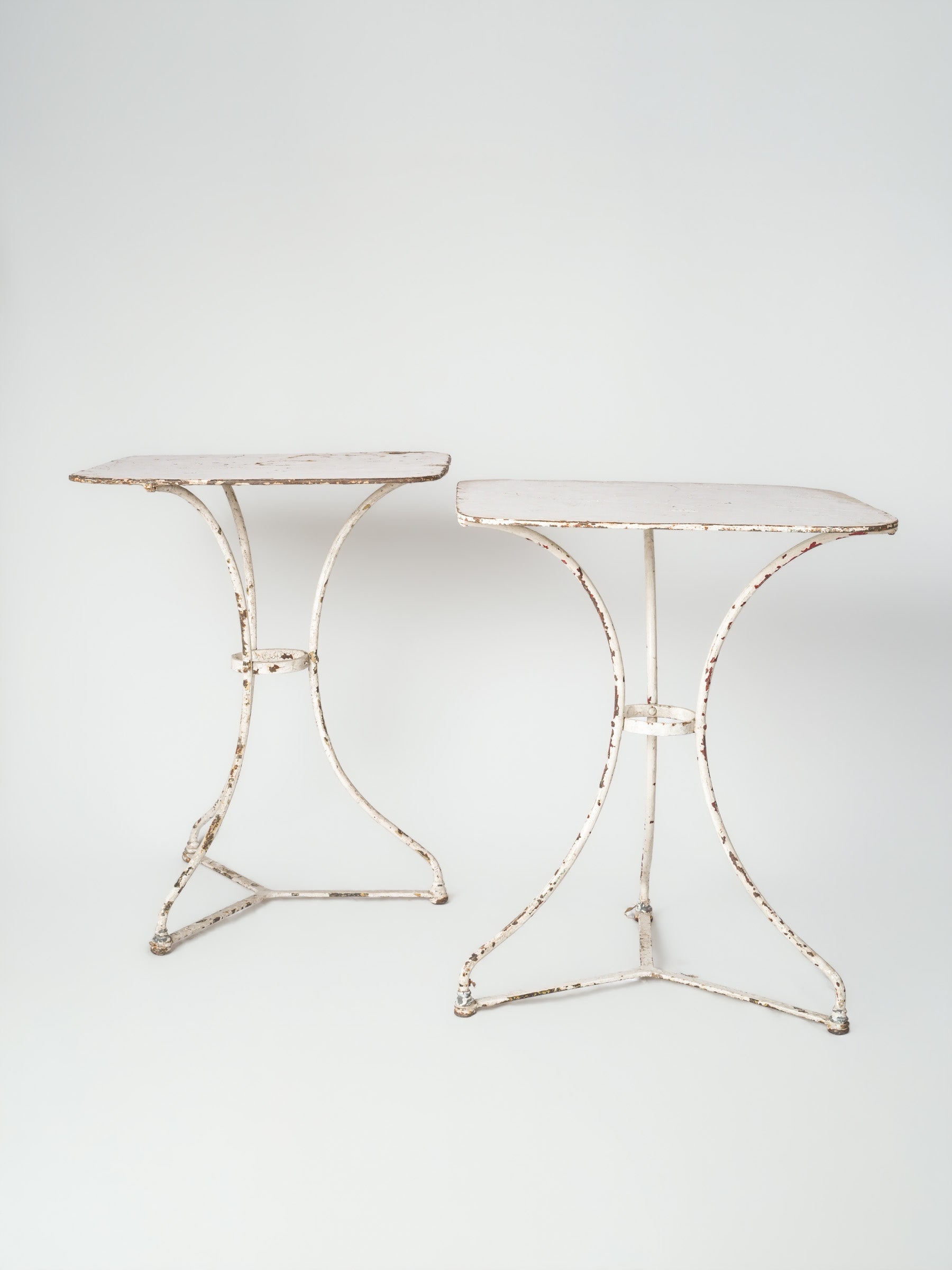 Pair of Mid-20th-Century French White-Painted Iron Garden Tables - 27½" x 21¼"