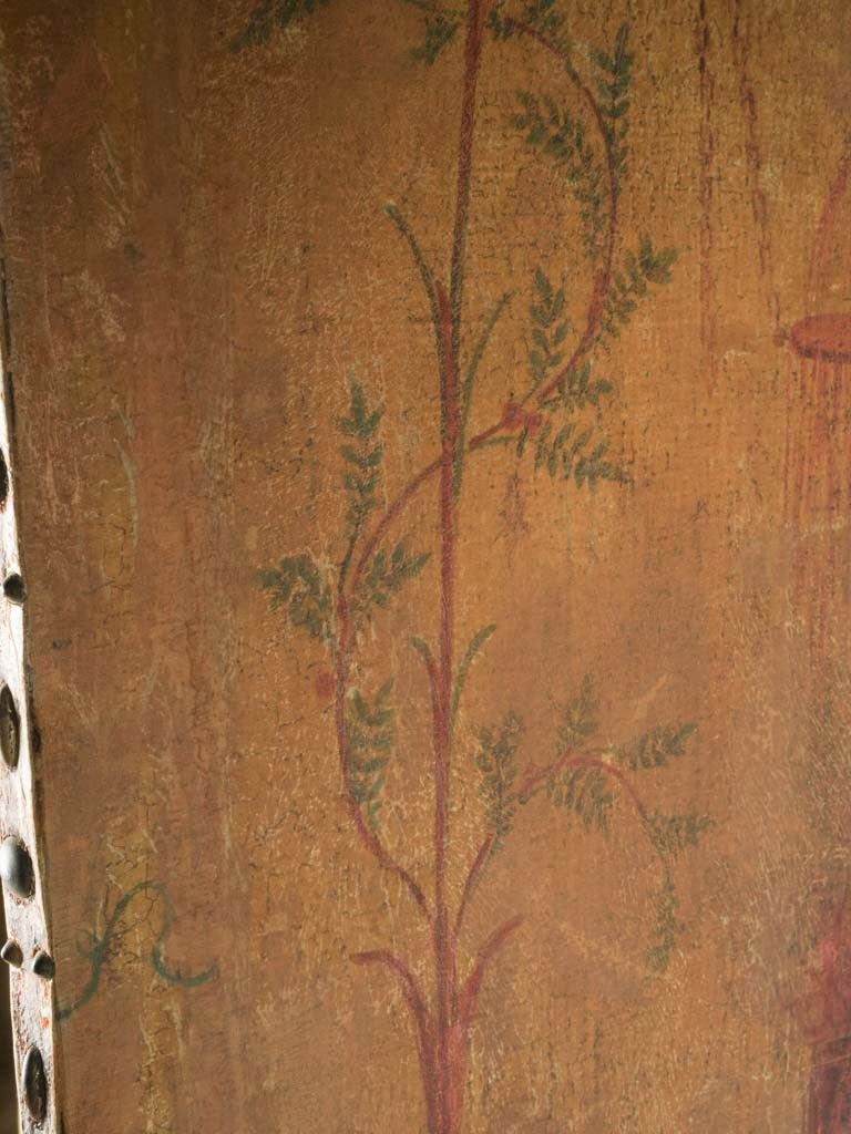 Antique French Three-Panel Painted Canvas Folding Screen - 69" x 69¾"