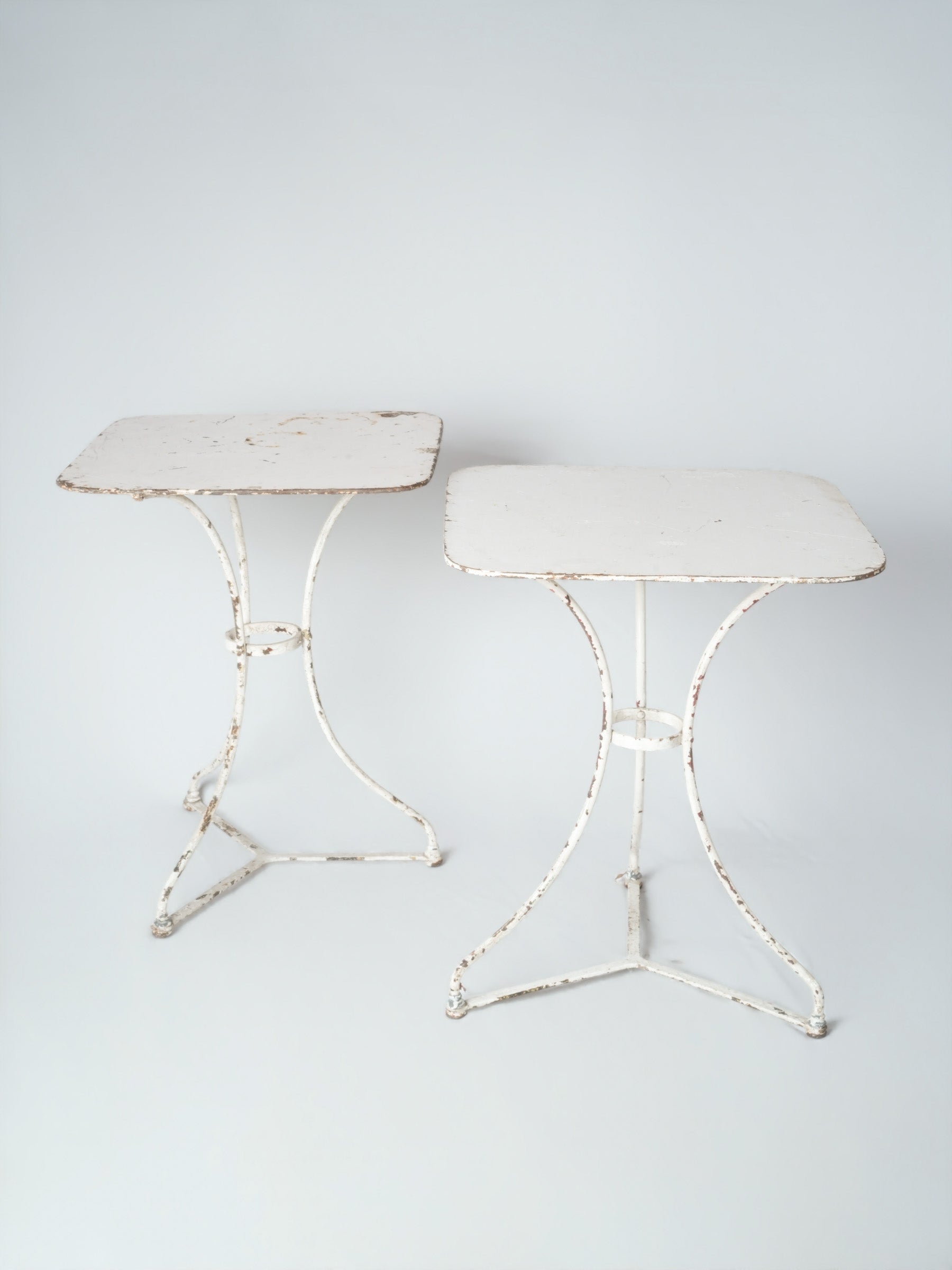 Pair of Mid-20th-Century French White-Painted Iron Garden Tables - 27½" x 21¼"