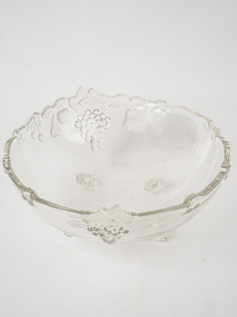 Vintage Lalique-style glass fruit bowl