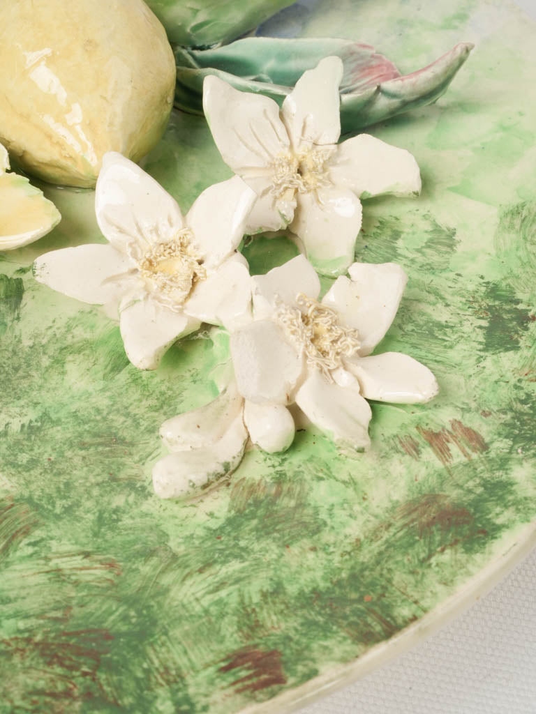 Colorful French faience grape plates
