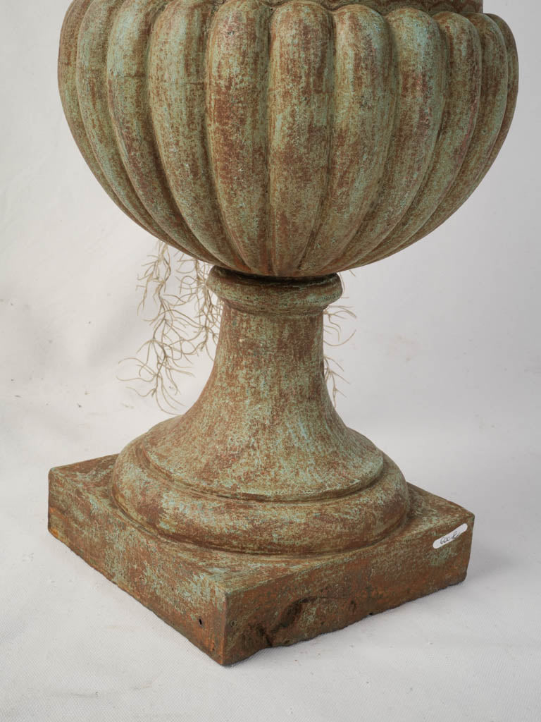 Aged patina outdoor sculpture