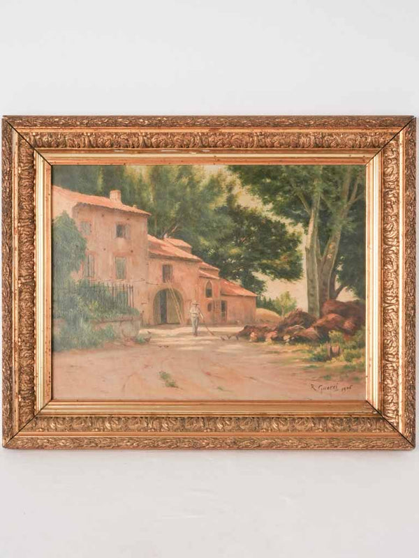 Antique French oil canvas art