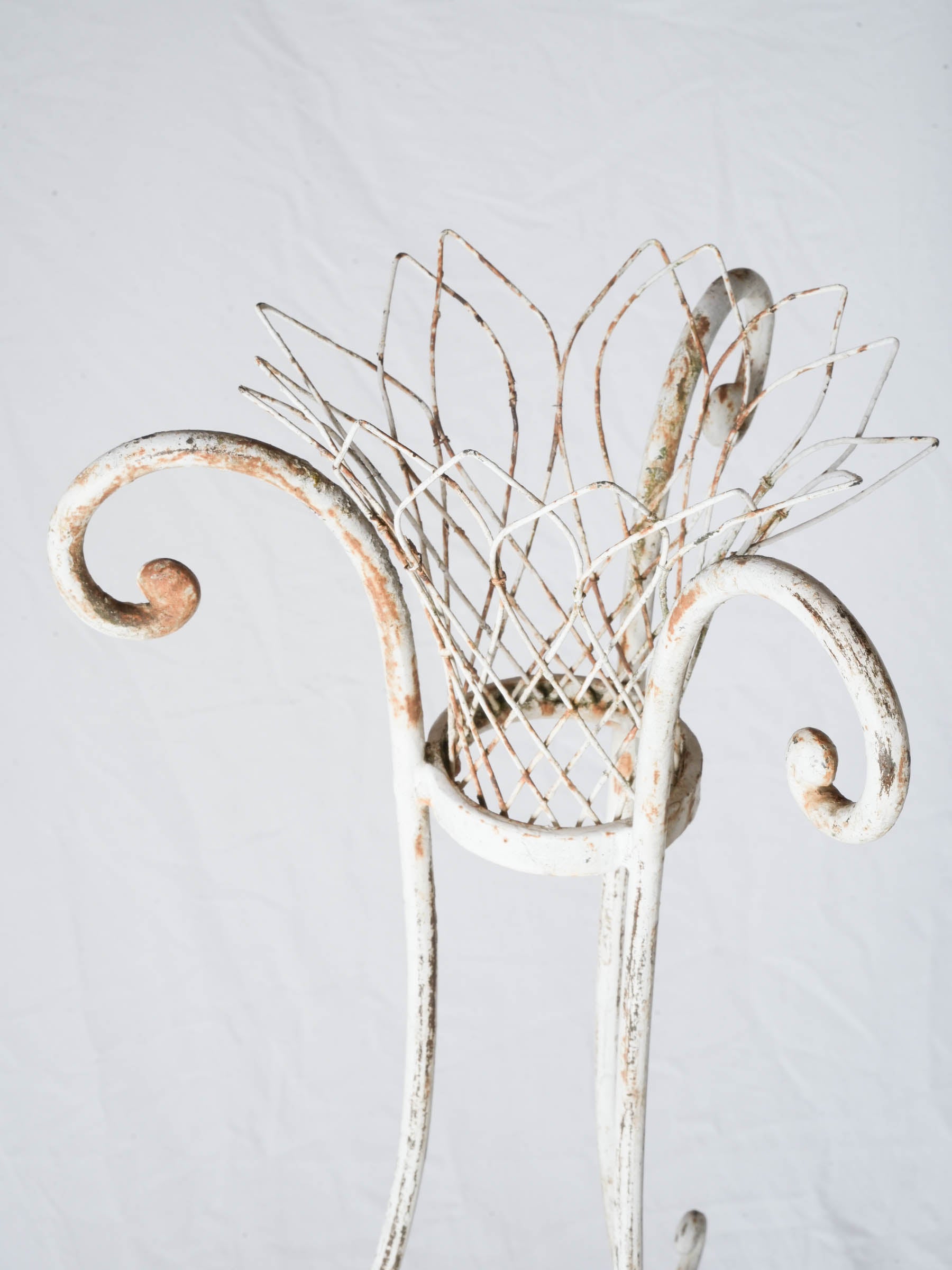 Early- to Mid-20th-Century French White-Painted Wrought-Iron Plant Stand - 52¾"x 28¾"