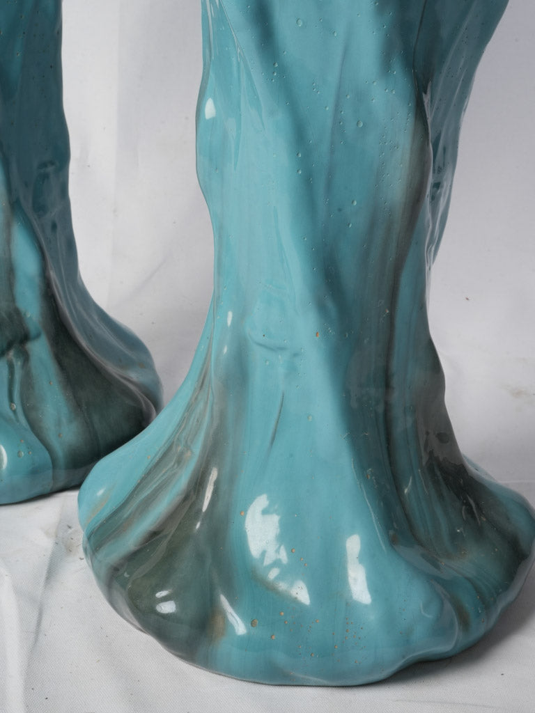 Pair of Striking Art Nouveau Jardinière Ceramic Columns by Massier Vallauris c. 1900 - 44½"