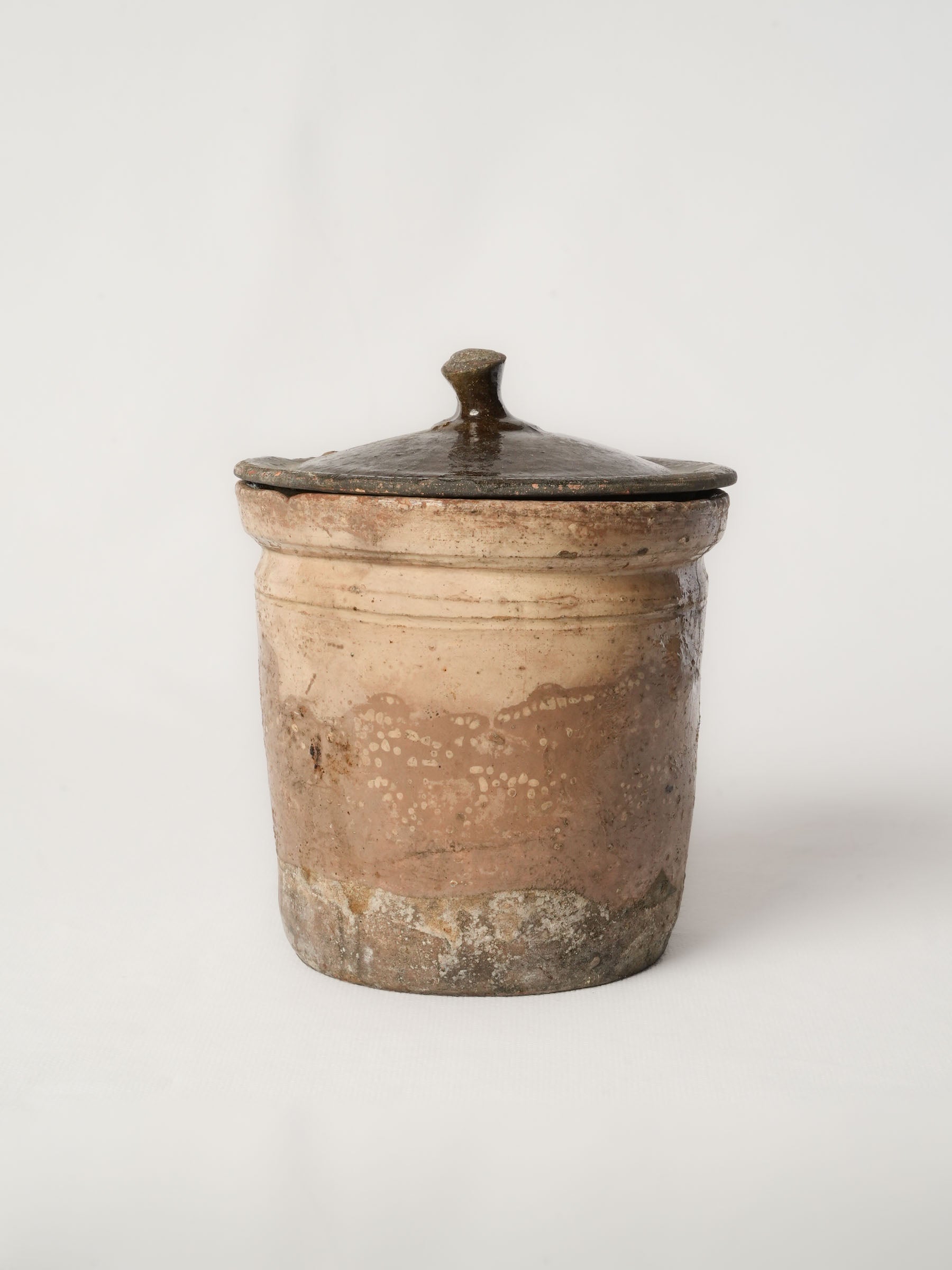 Rustic French Lidded Preserve Pot, 19th Century - 7"