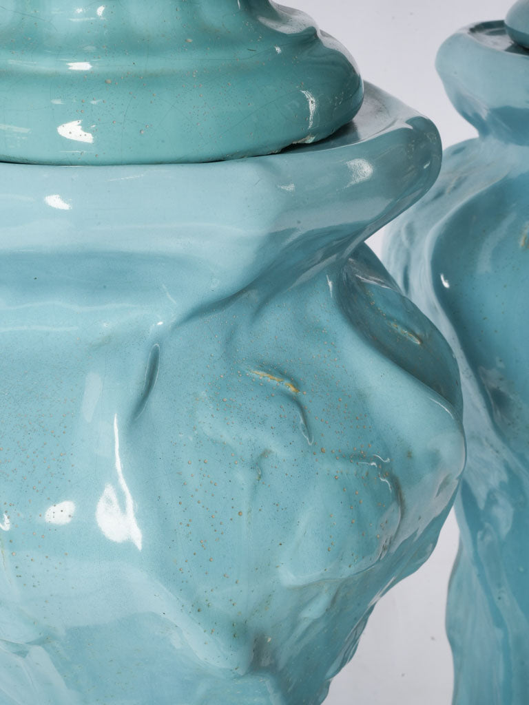 Pair of Striking Art Nouveau Jardinière Ceramic Columns by Massier Vallauris c. 1900 - 44½"