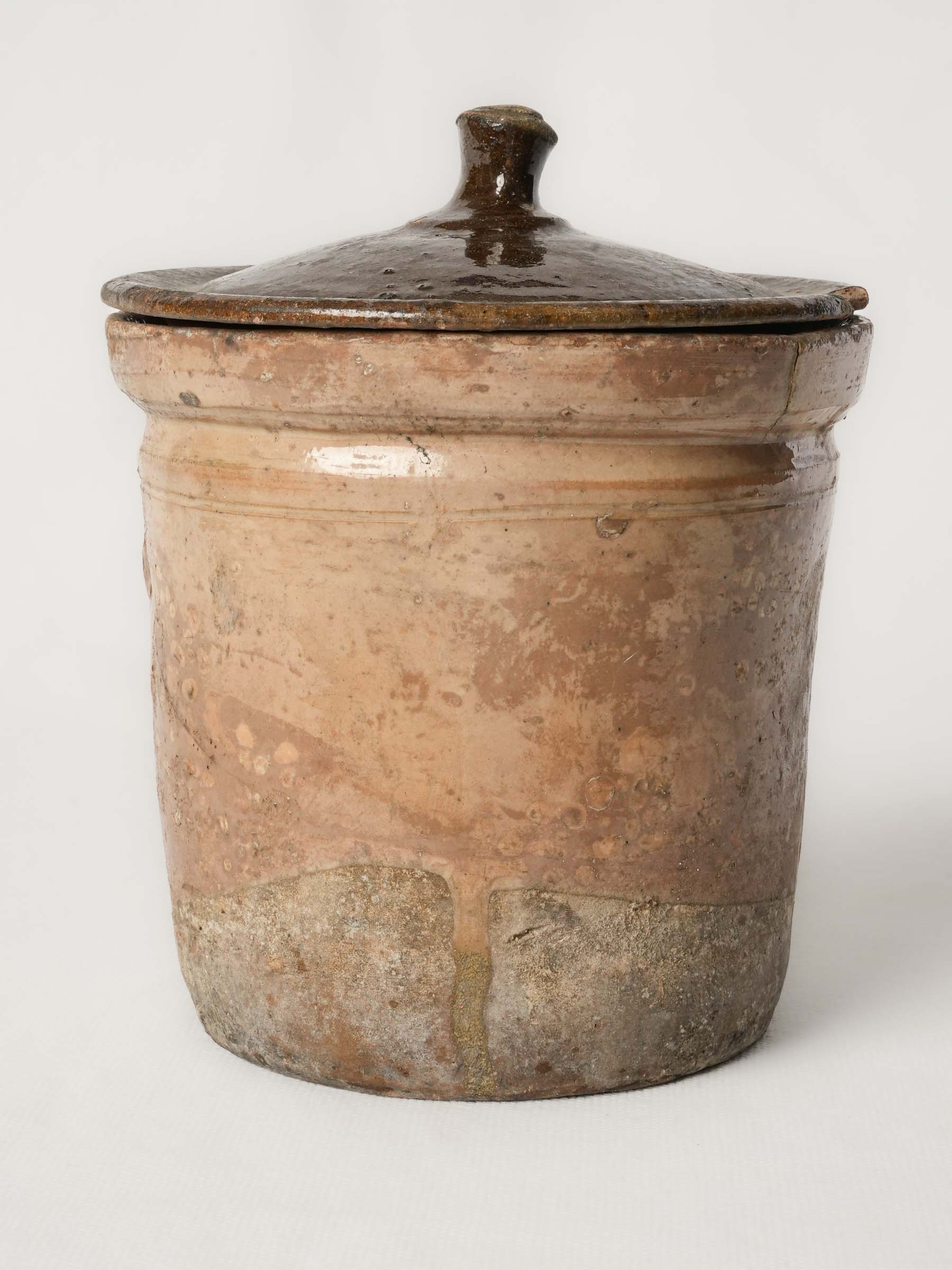Rustic French Lidded Preserve Pot, 19th Century - 7"