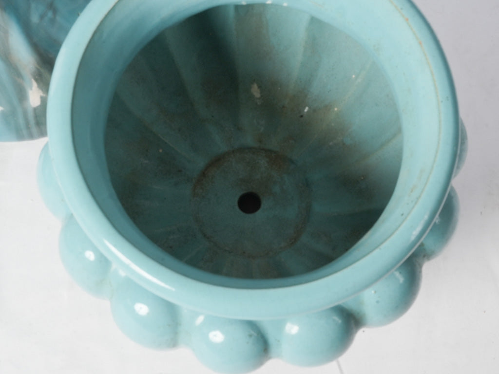 Pair of Striking Art Nouveau Jardinière Ceramic Columns by Massier Vallauris c. 1900 - 44½"