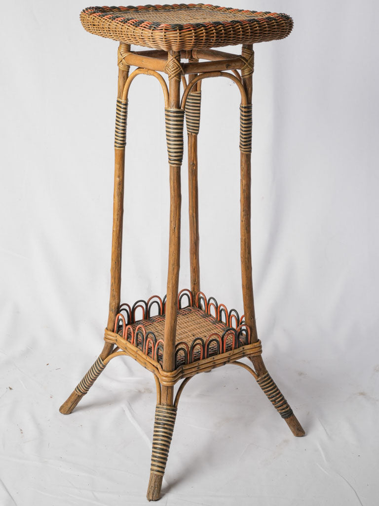 French Belle Epoque Polychrome Rattan Pedestal - 42½"