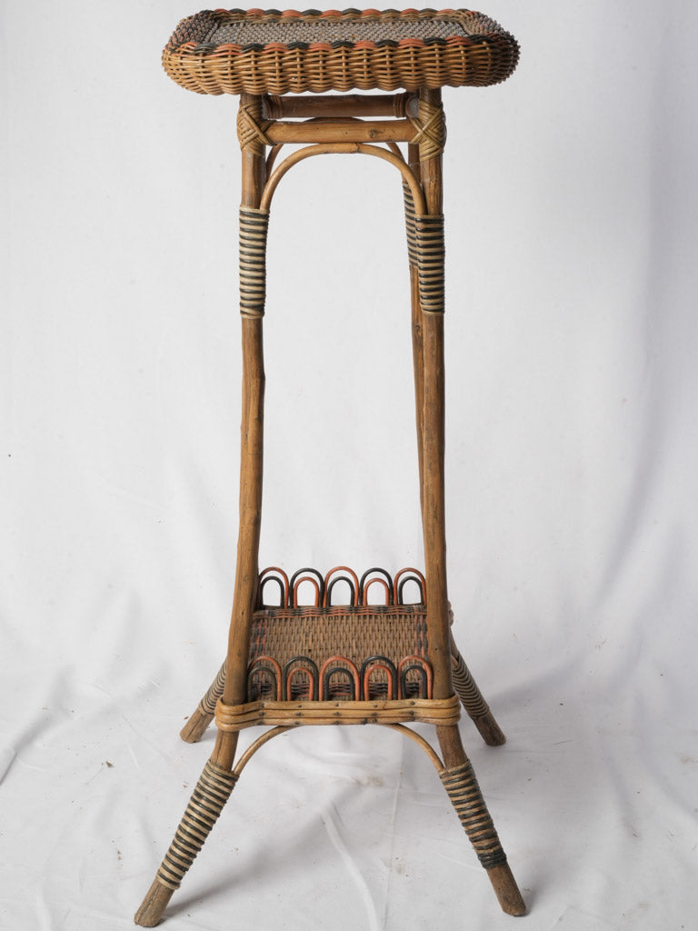 French Belle Epoque Polychrome Rattan Pedestal - 42½"