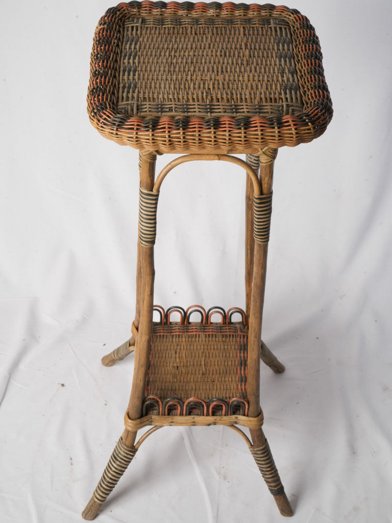 French Belle Epoque Polychrome Rattan Pedestal - 42½"
