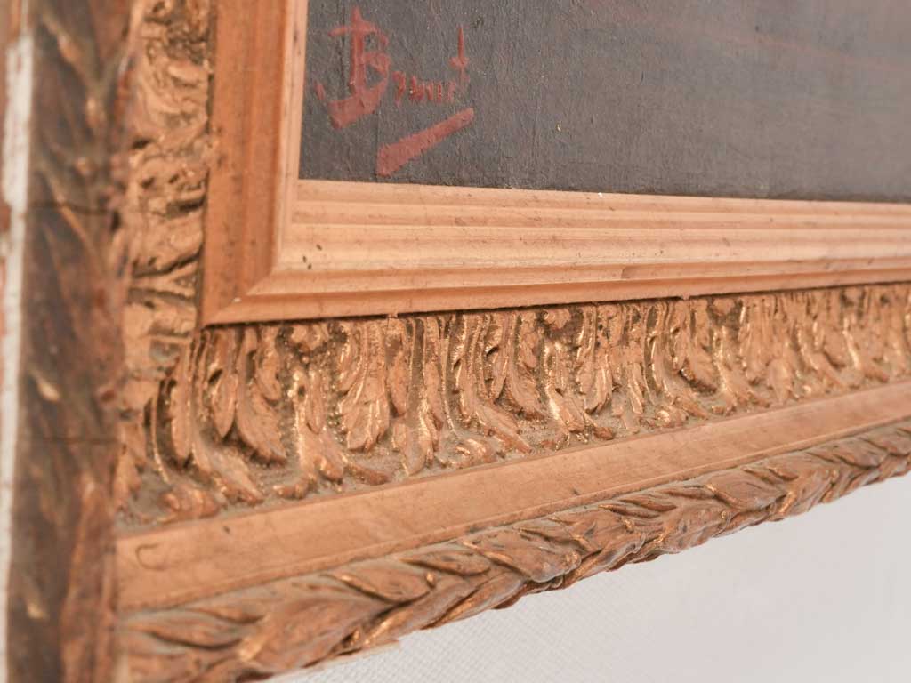 Aged original-frame floral illustration