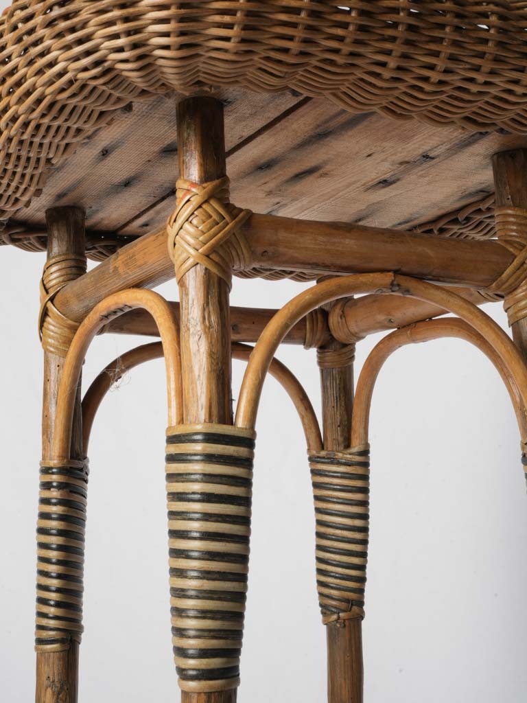 French Belle Epoque Polychrome Rattan Pedestal - 42½"