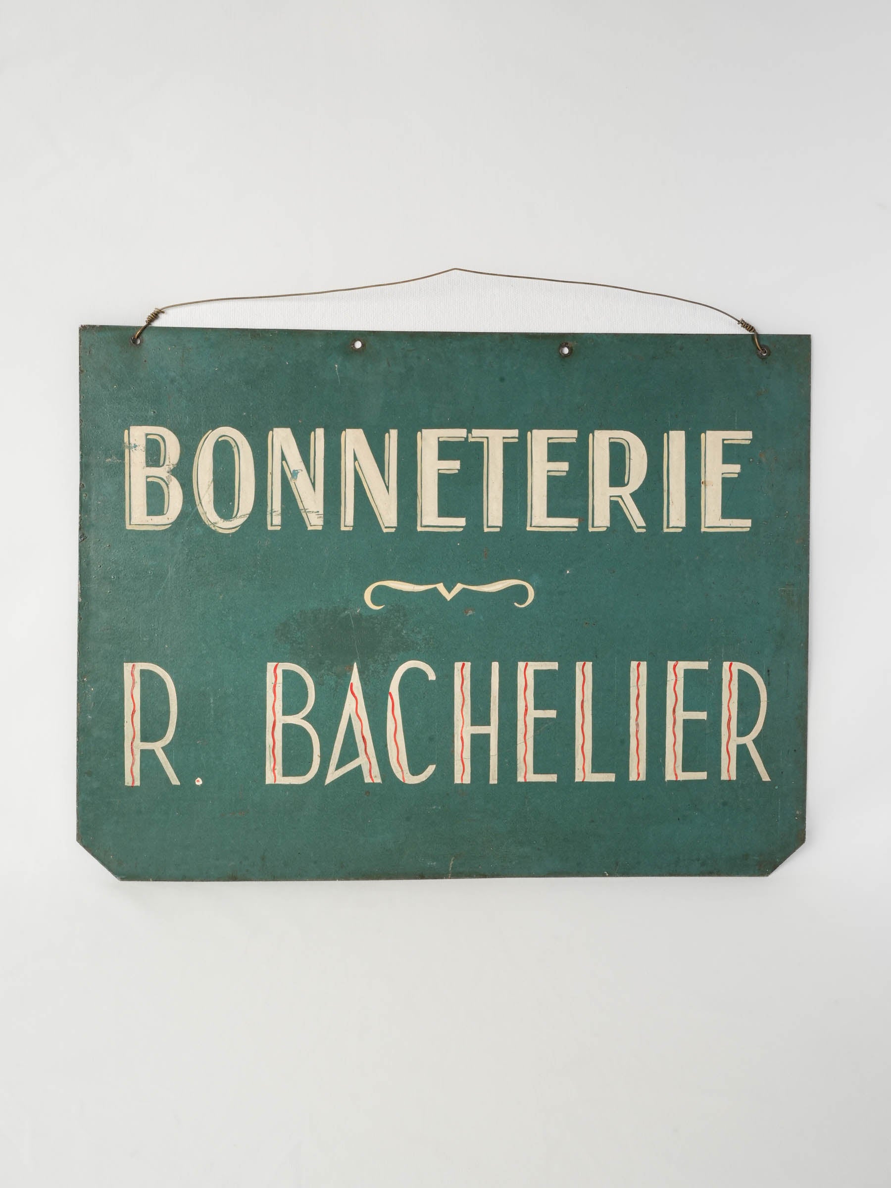 Antique Hand-Painted French Hosiery Shop Sign - 18" x 23¾"