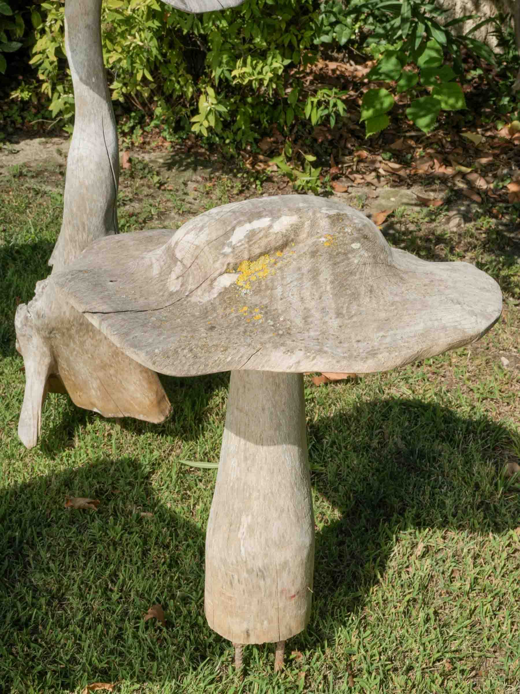 Set of Four Tall Whimsical Wooden Garden Mushrooms
