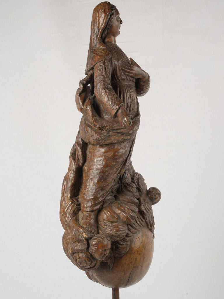 Graceful detailed angelic oak sculpture