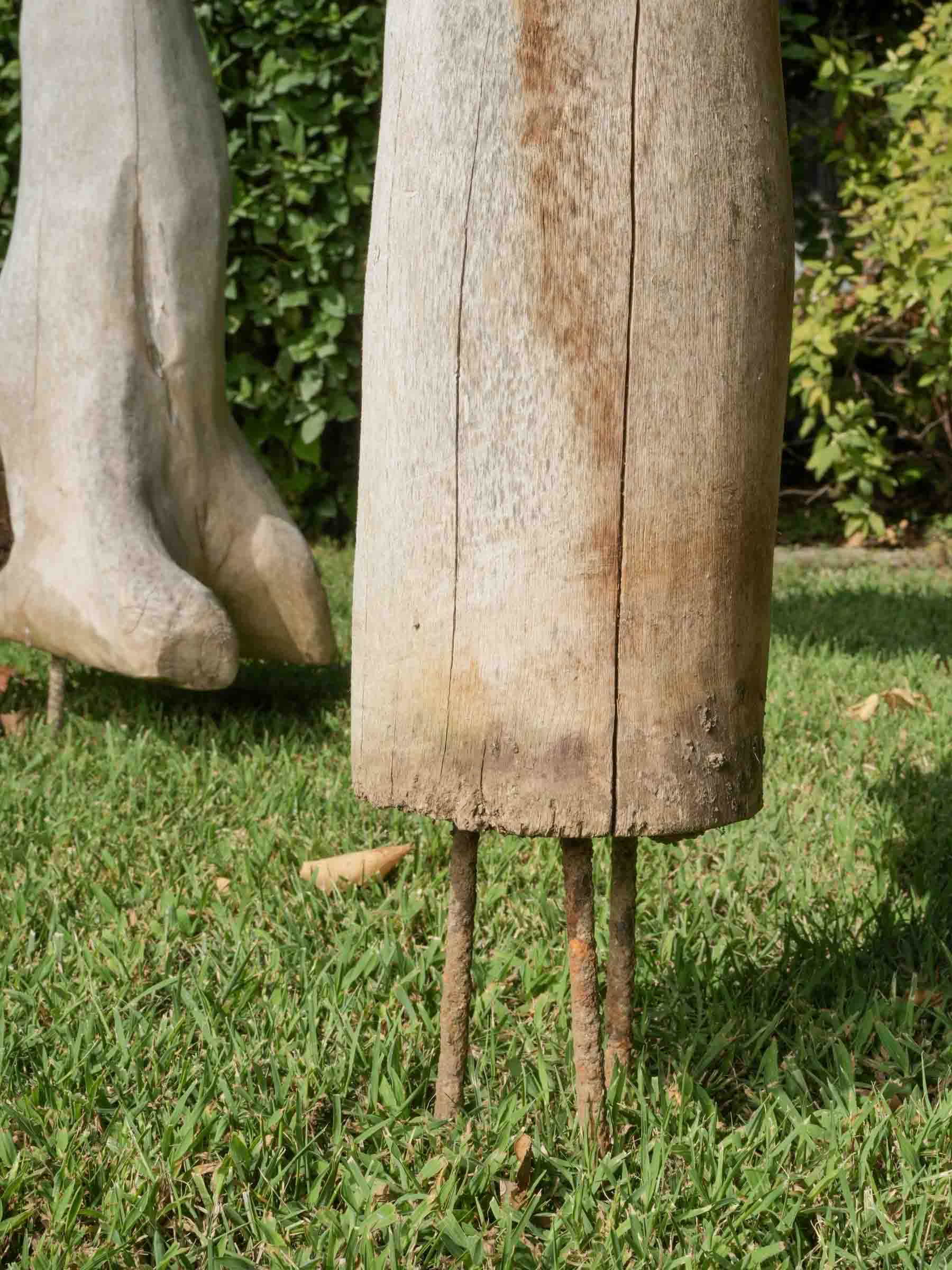 Set of Four Tall Whimsical Wooden Garden Mushrooms