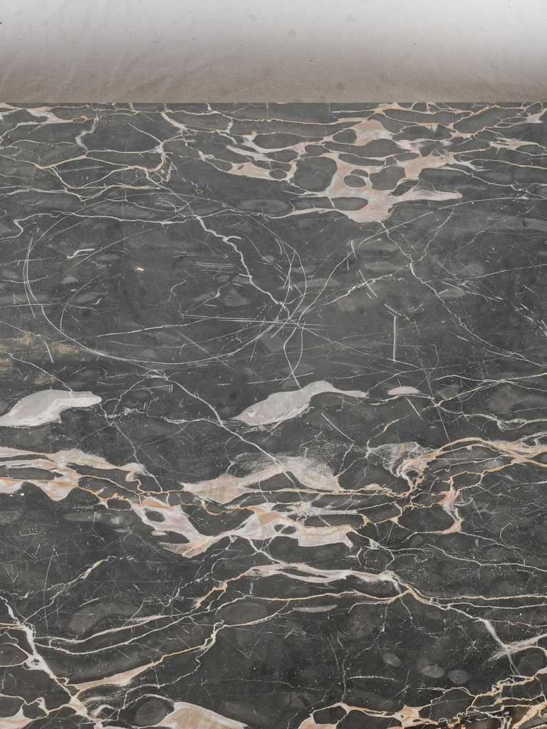 1950s Gilt Wrought Iron Demi Lune Console w/ Handsome Black Marble Top - 50"