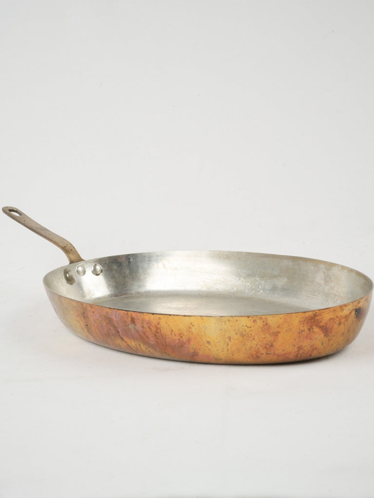 Vintage French oval copper sauté pan