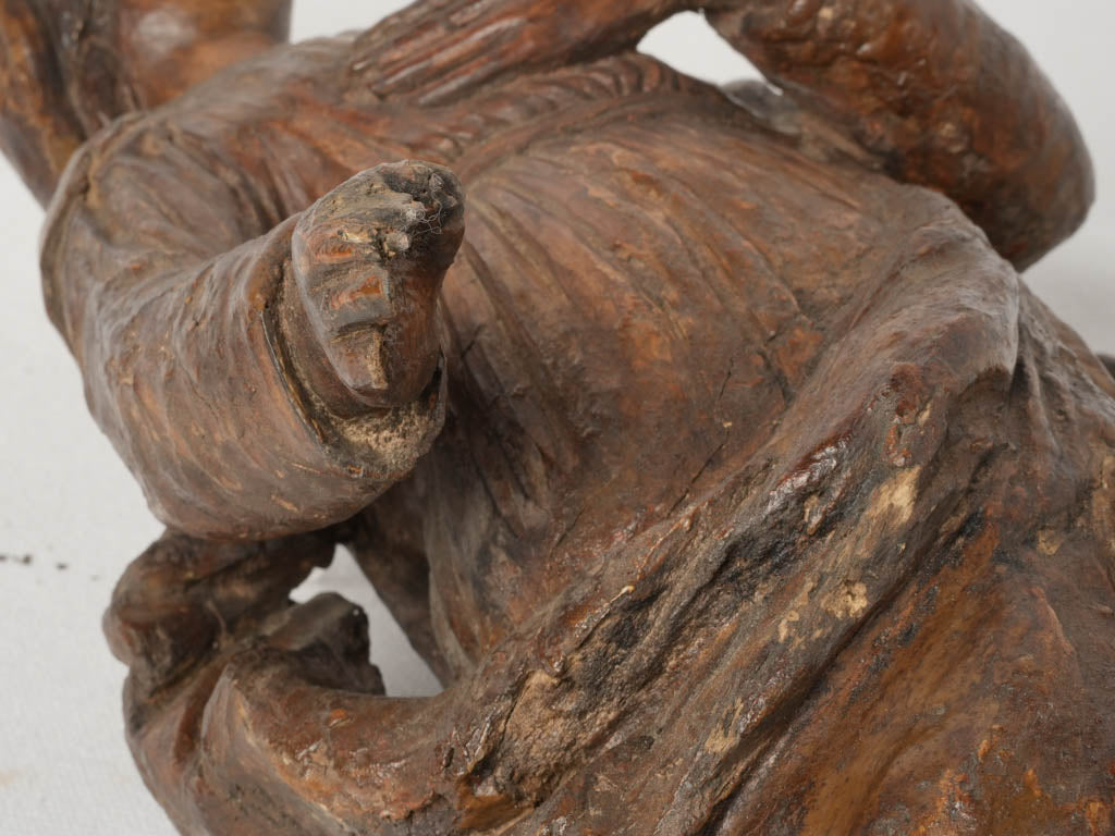 Uplifting aged oak religious artifact