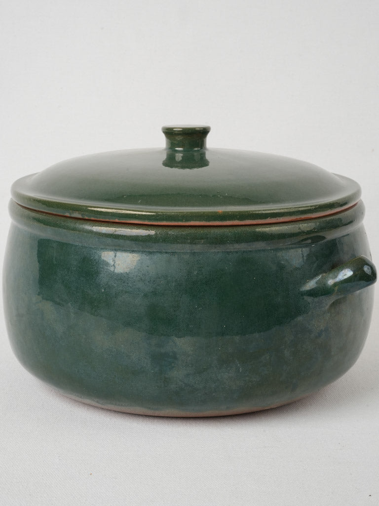 Timeless large terracotta teal tureen
