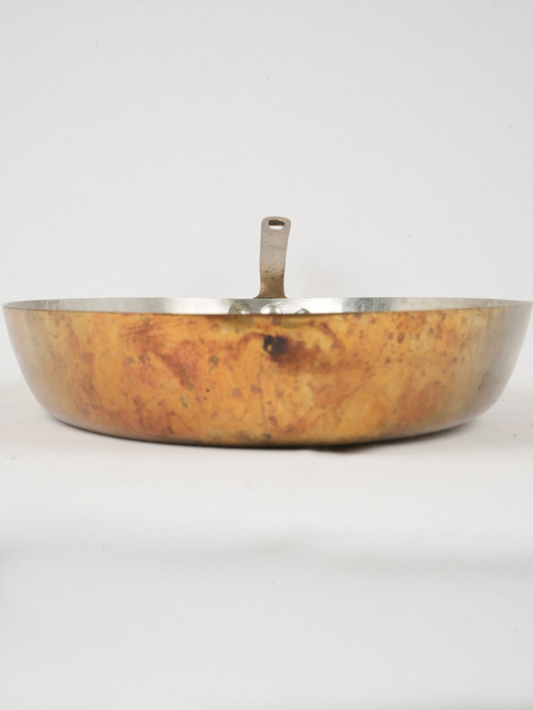 Handcrafted aged oval copper sauté pan