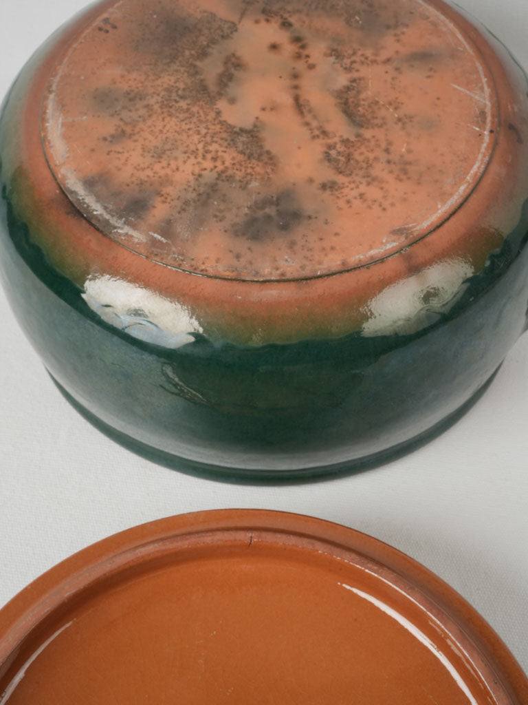 Character-filled French round teal tureen